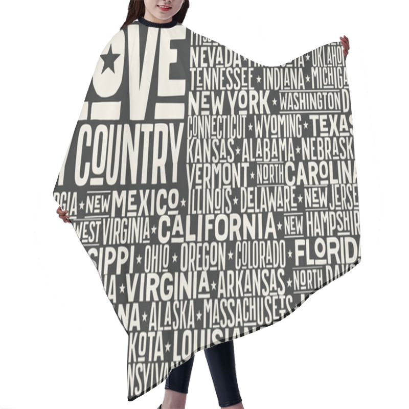 Personality  United State Of America Flag With States Hair Cutting Cape