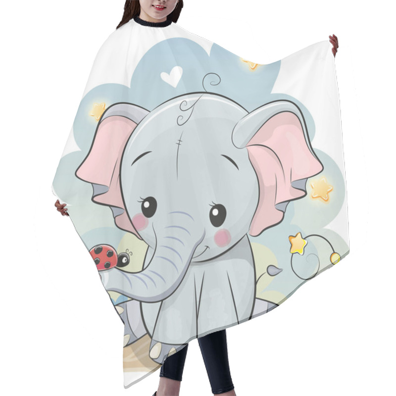 Personality  Greeting Card Cute Cartoon Elephant With Ladybug Hair Cutting Cape