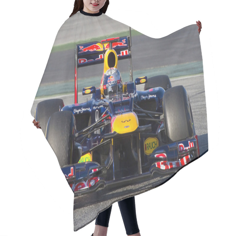 Personality  Sebastian Vettel Of Red Bull F1 Hair Cutting Cape