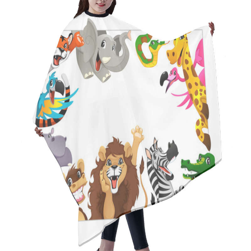 Personality  Funny Group Of Jungle Animals Hair Cutting Cape