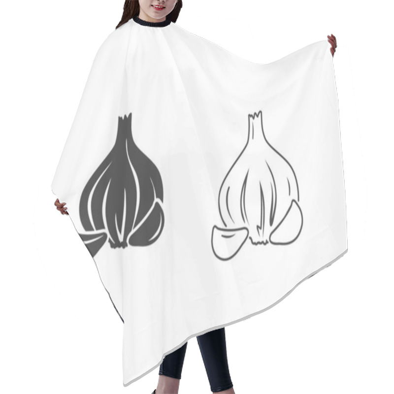 Personality  Graphic Garlic Silhouette Icon Set. Vector Hair Cutting Cape