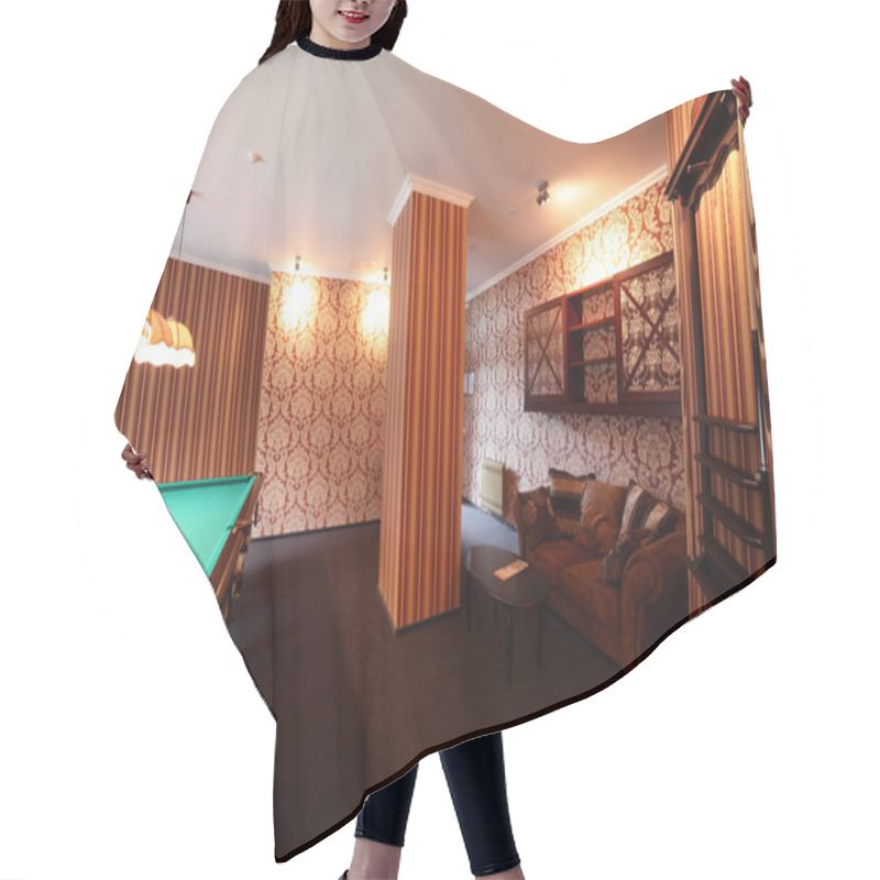 Personality  Interior Of Beautiful And Modern Billiard Hair Cutting Cape