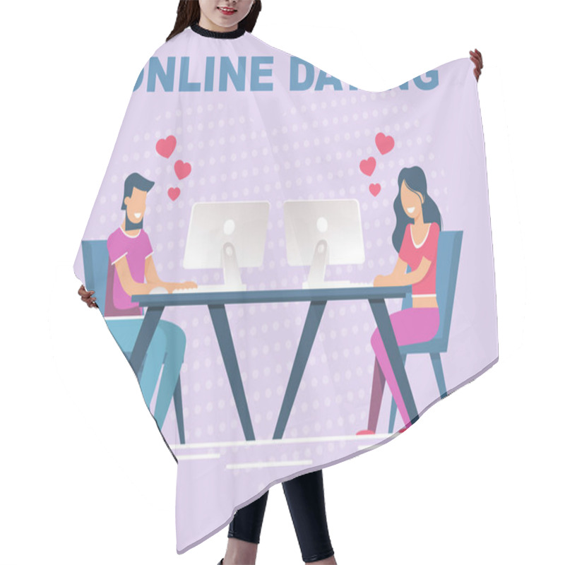 Personality  Online Dating Banner With People Having Relation Hair Cutting Cape