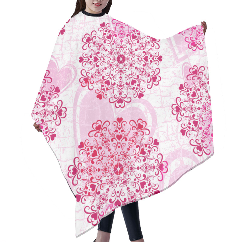 Personality  Seamless Valentine Pink Grunge Pattern Hair Cutting Cape