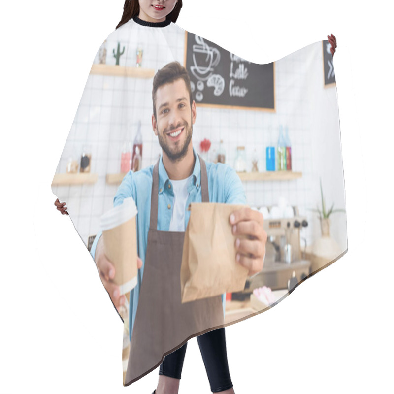 Personality  Barista With Coffee To Go Hair Cutting Cape