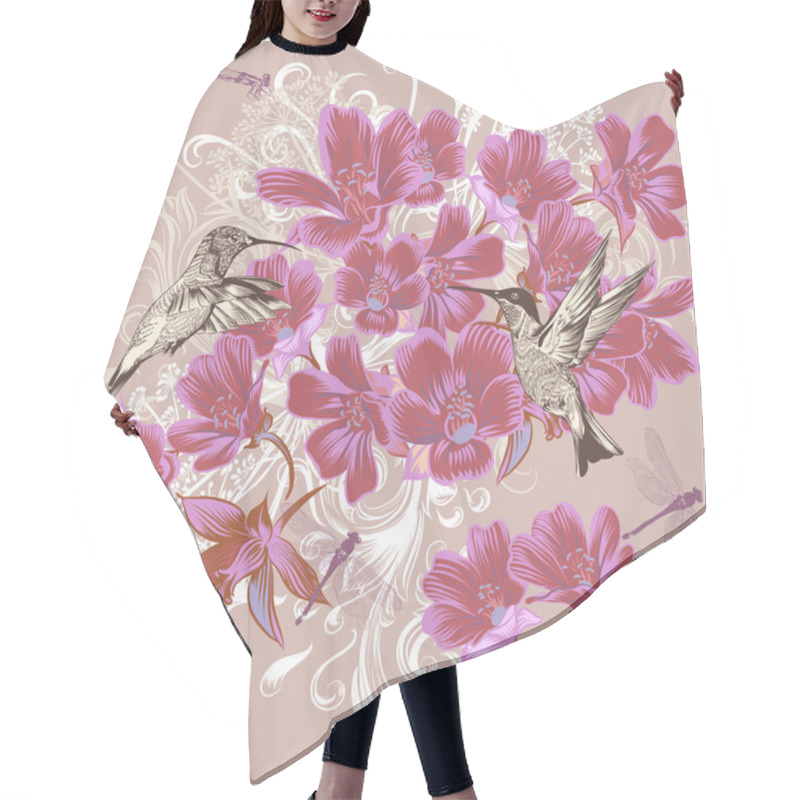 Personality  Seamless Wallpaper Pattern In Floral Stye Hair Cutting Cape