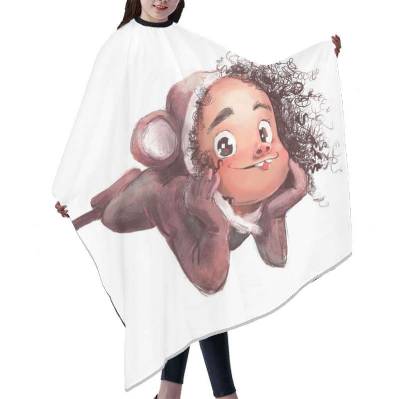 Personality  Cute Cartoon Girl In Monkeys Costume Hair Cutting Cape