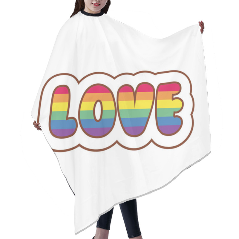 Personality  Love Word With Lgbtiq Flag Gay Flag Line And Fill Style Icon Hair Cutting Cape