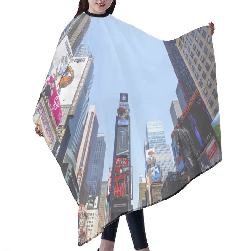 Personality  NEW YORK CITY - MAY 24TH, 2015: Times Square, Featured With Broadway Theaters And Animated LED Signs, Is A Symbol Of New York City And The United States In Manhattan Hair Cutting Cape