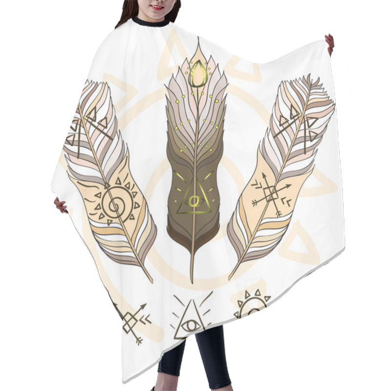 Personality  Ethnic Feathers, Hippie Vector Elements  Hair Cutting Cape