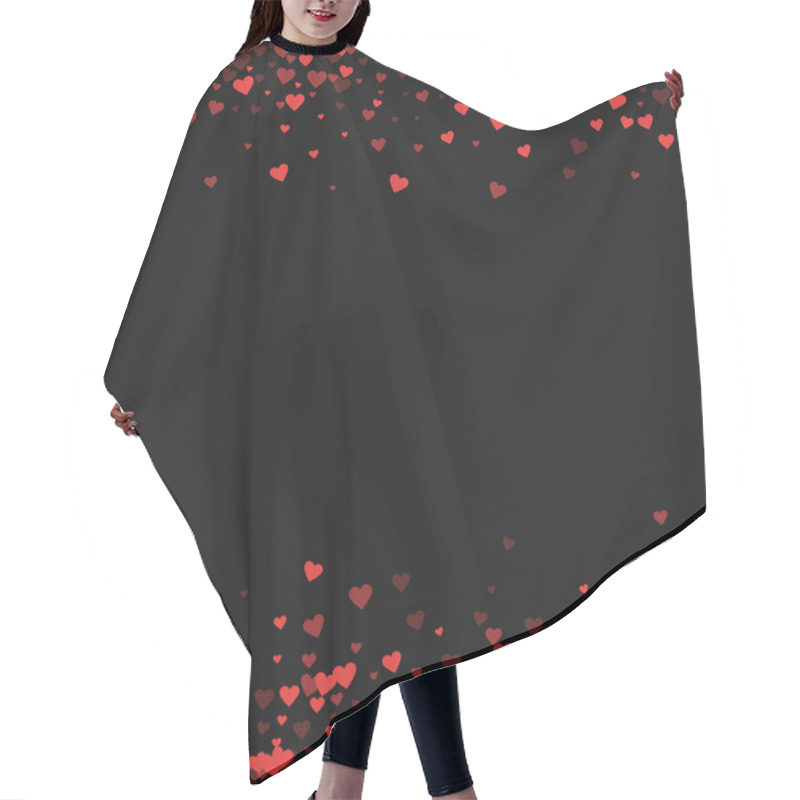 Personality  Red Hearts Confetti Borders On Black Valentine Background Vector Illustration Hair Cutting Cape