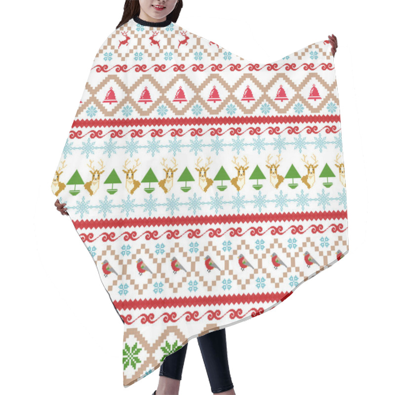 Personality  Seamless Fair Isle Christmas, Scandinavian Christma Hair Cutting Cape