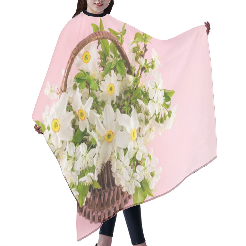 Personality  Narcissus Flowers Bouquet On Pink Background Hair Cutting Cape