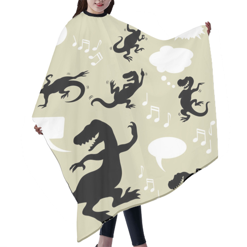 Personality  Dinosaur Dancing Silhouettes Hair Cutting Cape