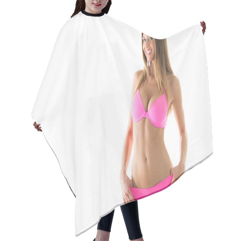 Personality  Attractive Girl In A Bikini Hair Cutting Cape