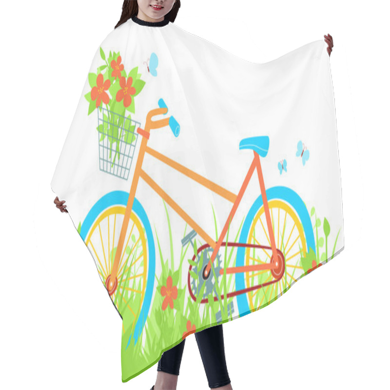 Personality  Cartoon Bicycle On The Summer Meadow Hair Cutting Cape