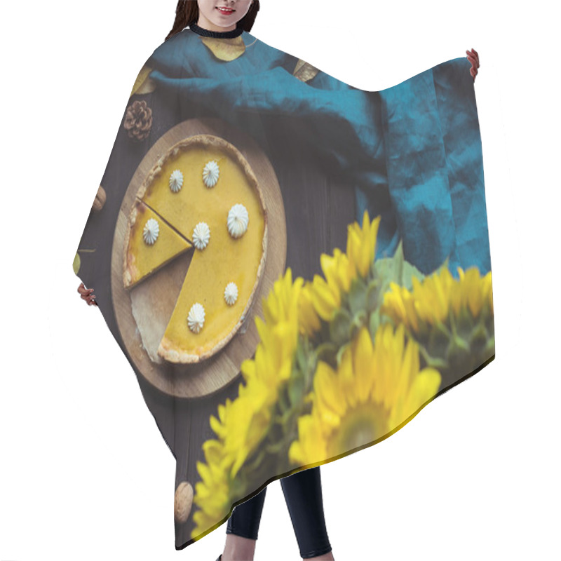 Personality   Pumpkin Tart And Decorative Sunflowers Hair Cutting Cape