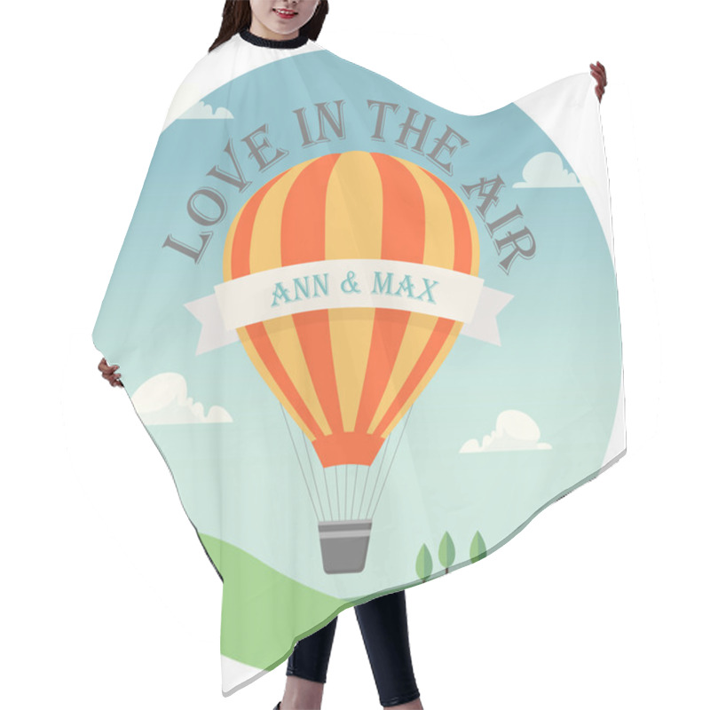 Personality  Wedding Invitation Card With Flying Hot Air Balloon Hair Cutting Cape