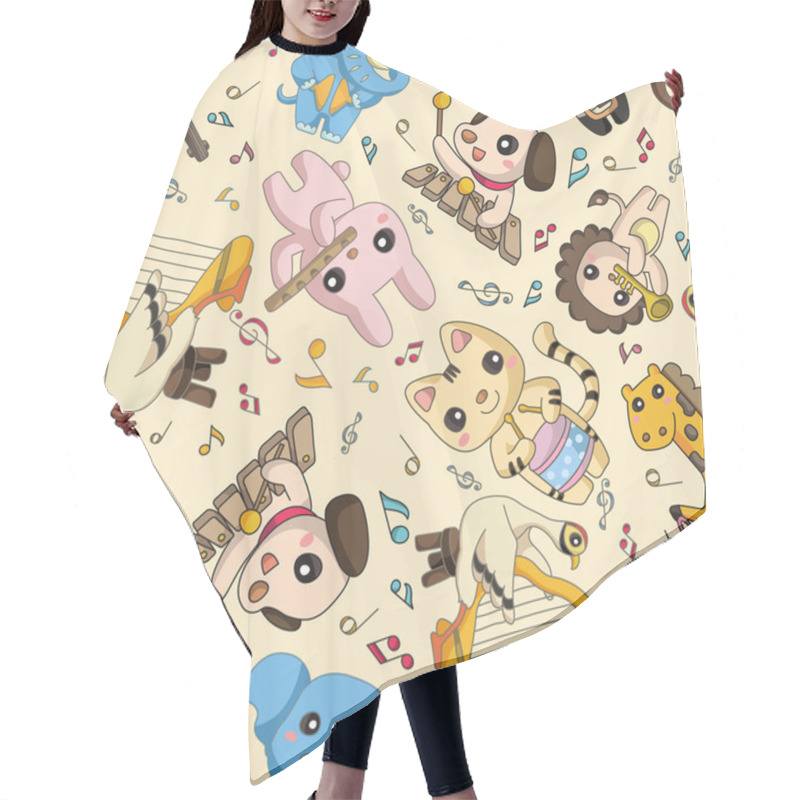 Personality  Seamless Animal Play Music Pattern Hair Cutting Cape