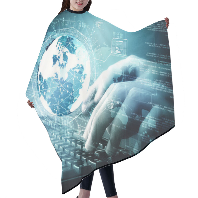 Personality  Conceptual Image Of Internet Big Data And Software Programming Hair Cutting Cape