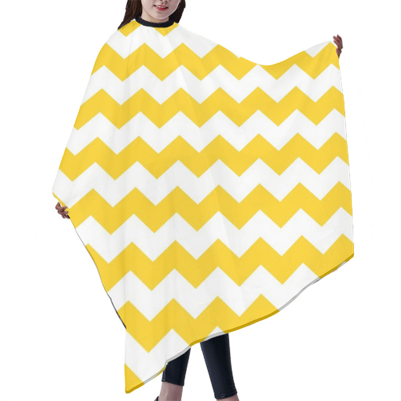 Personality  Tile Chevron Vector Pattern With Yellow And White Zig Zag Background Hair Cutting Cape