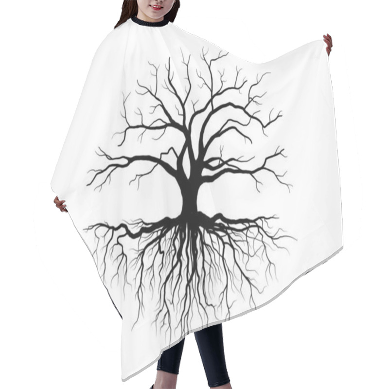 Personality  Black Trees And Root With Leaves Look Beautiful And Refreshing. Tree And Roots LOGO Style Hair Cutting Cape