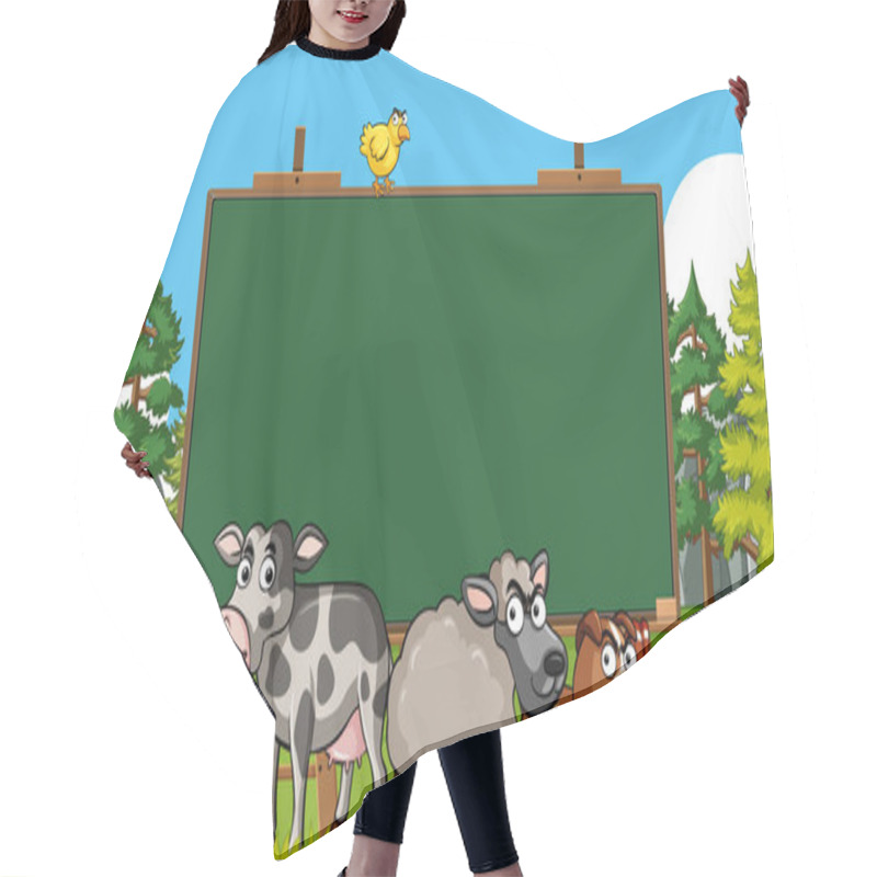 Personality  Board Template With Nature Theme Background Illustration Hair Cutting Cape