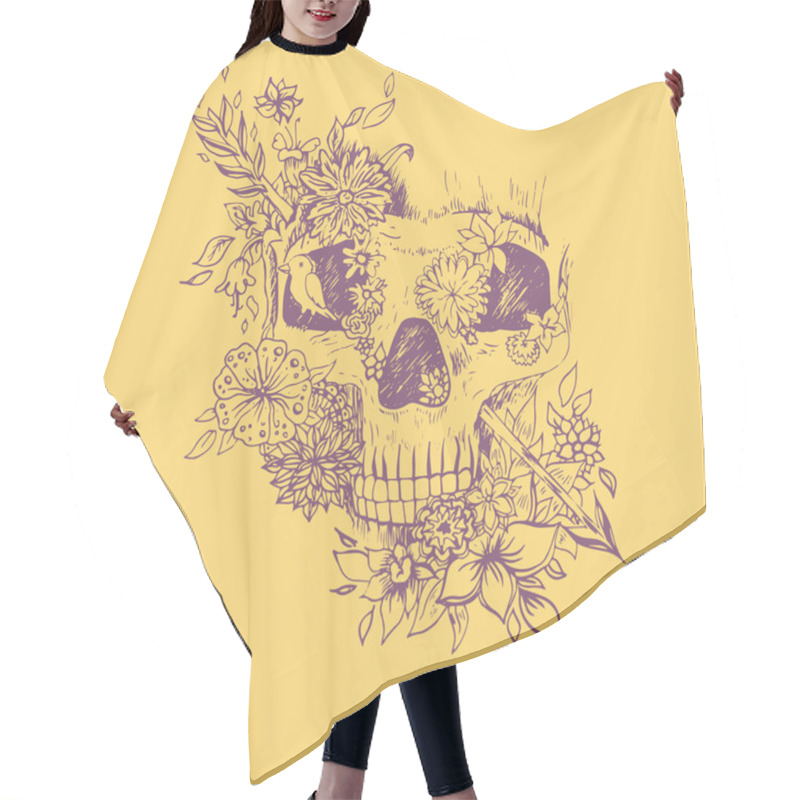 Personality  Abstract Graphic Skull, Print. Hair Cutting Cape