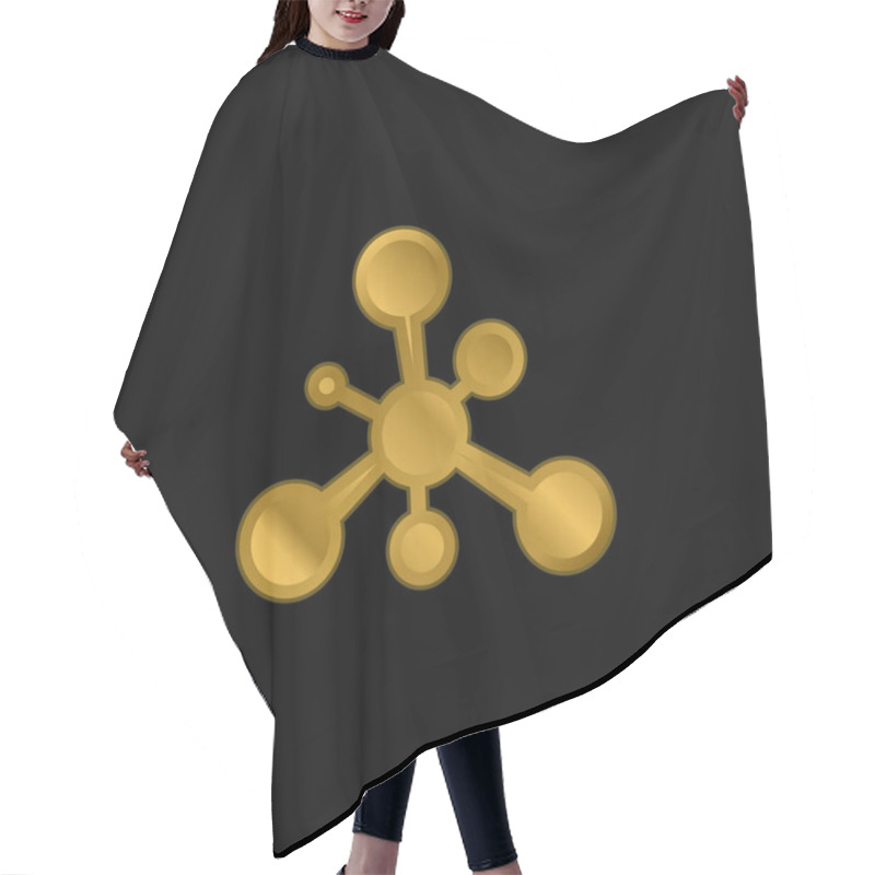 Personality  Balls And Lines Black Shape Gold Plated Metalic Icon Or Logo Vector Hair Cutting Cape