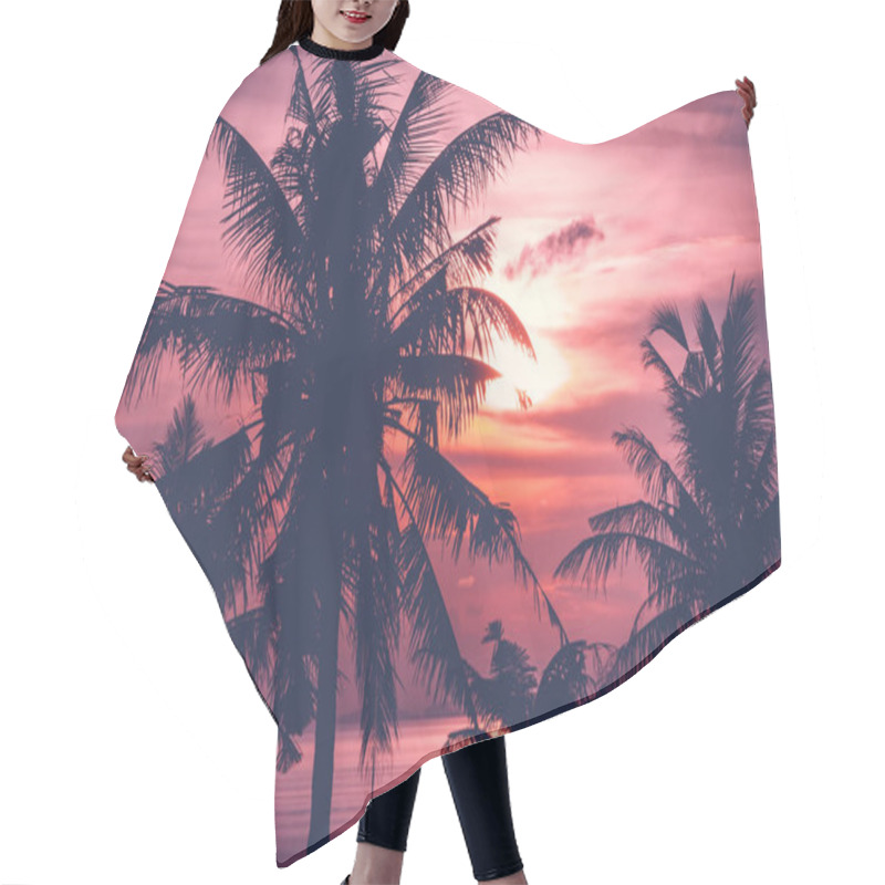 Personality  Tropical Sunset Over Sea With Coconut Palm Trees, Thailand  Hair Cutting Cape