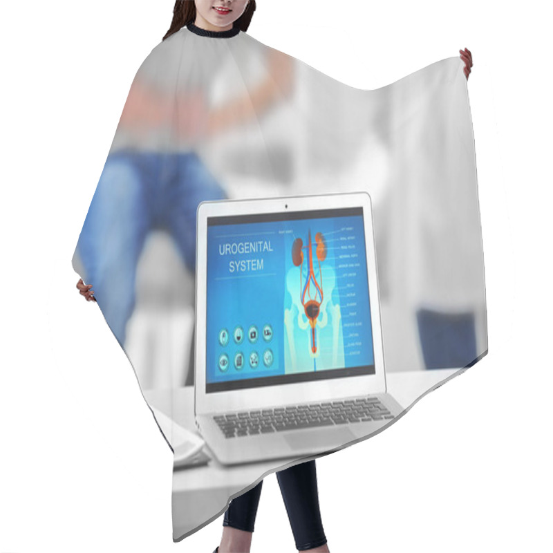 Personality  Laptop With Urology Image On Desk Hair Cutting Cape