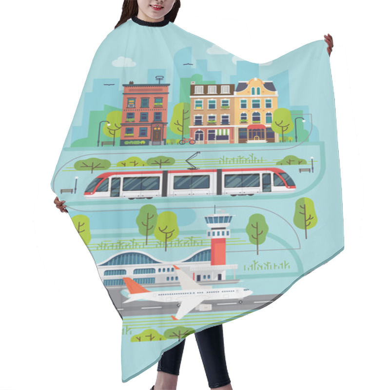 Personality  City Airport With Cityscape Hair Cutting Cape