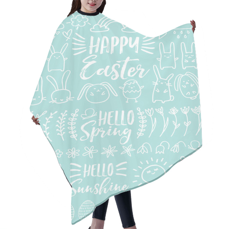 Personality  White Easter Doodles, Vector Set Hair Cutting Cape