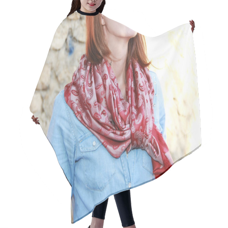 Personality  Women's Shawl Stole With Pattern Hair Cutting Cape