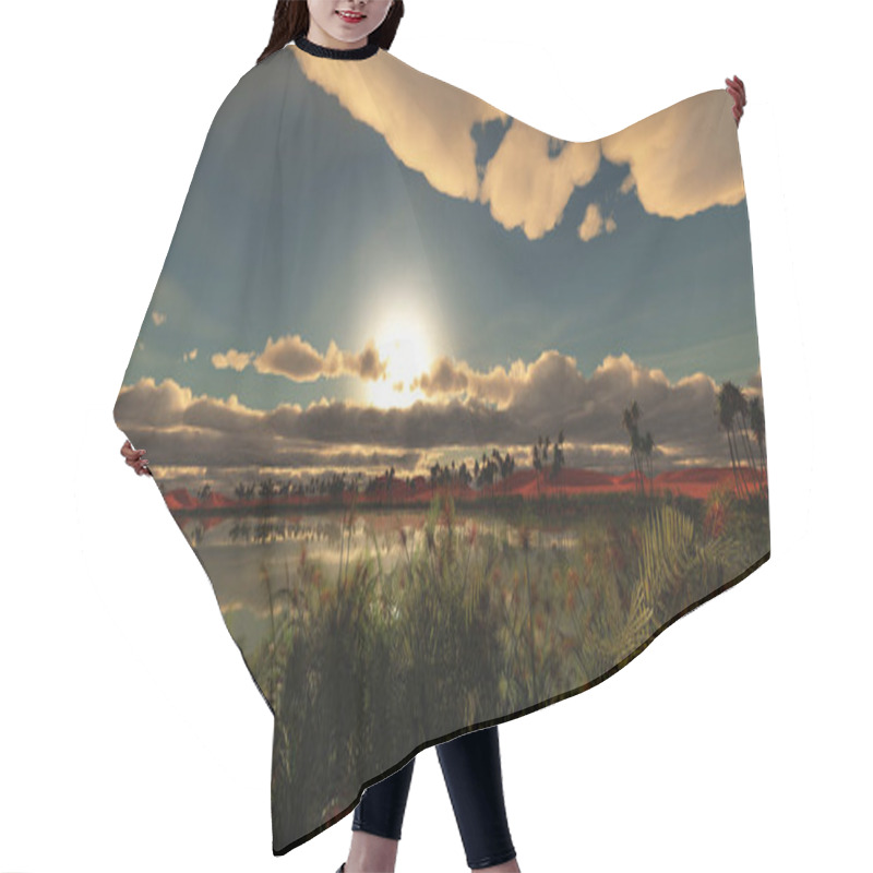 Personality  Oasis In Dune Landscape Sunset Hair Cutting Cape