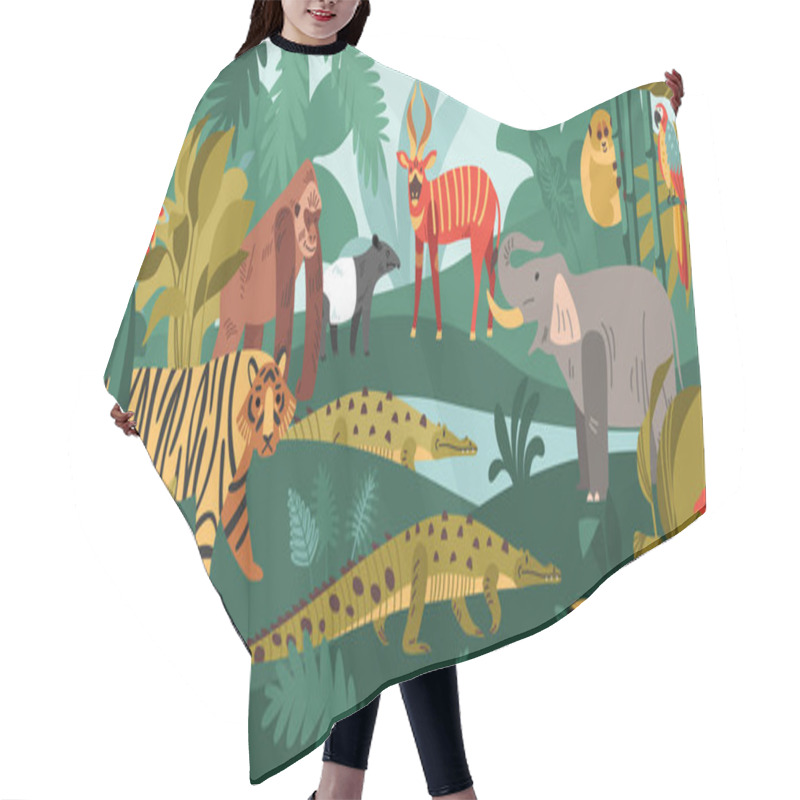 Personality  Jungle Beasts Landscape Composition Hair Cutting Cape