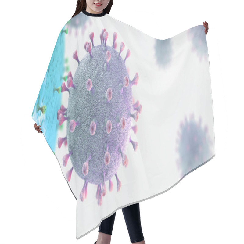 Personality  Virus Pathogen Or Virus Particle Interacting With Cell - 3d Illustration Hair Cutting Cape