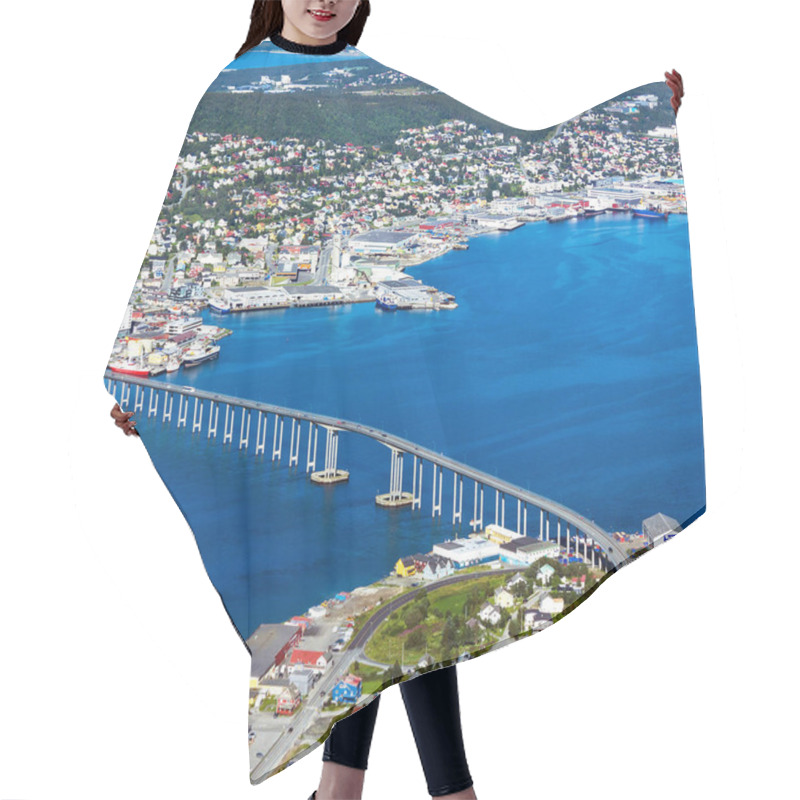 Personality  Tromso - Houses, Bridge And Panorama Of Norwegian City Tromso Beyond The Arctic Circle From Mountain In Norwegian Fjords. Hair Cutting Cape