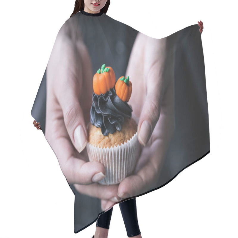 Personality  Person Holding Halloween Cupcake Hair Cutting Cape