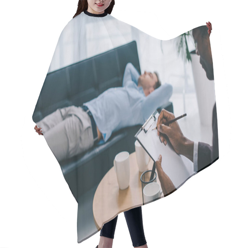 Personality  Psychiatrist And Patient Hair Cutting Cape