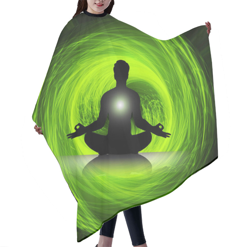 Personality  Meditating Male Silhouette In Lotus Position Hair Cutting Cape