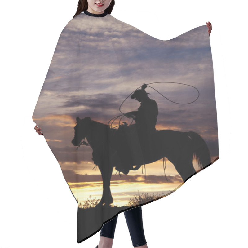 Personality  Cowboy On Horse Swinging Rope Hair Cutting Cape