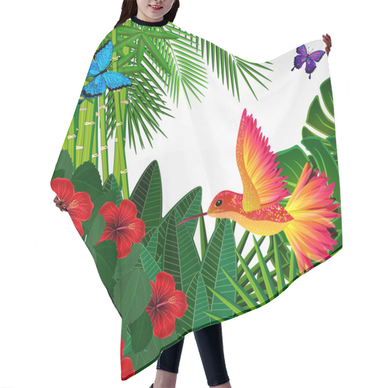 Personality  Tropical Floral Design Background With Bird, Butterflies. Hair Cutting Cape