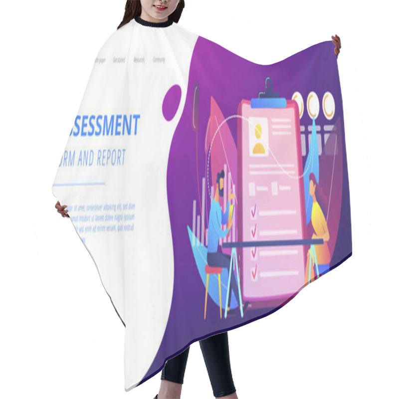 Personality  Employee Assessment Concept Landing Page. Hair Cutting Cape