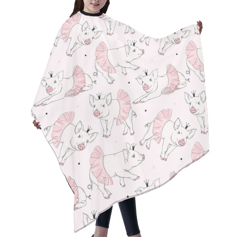 Personality  Cute Piggy Ballerina Pattern Vector Illustration Hair Cutting Cape