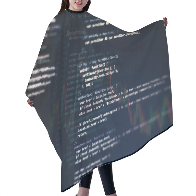 Personality  Developer Programming Code. Abstract Computer Script Code. Programming Code Screen Of Software Developer. Software Programming Work Time. Hair Cutting Cape