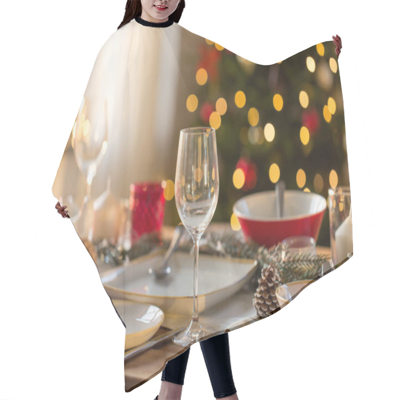 Personality  Table Setting For Christmas Dinner At Home Hair Cutting Cape