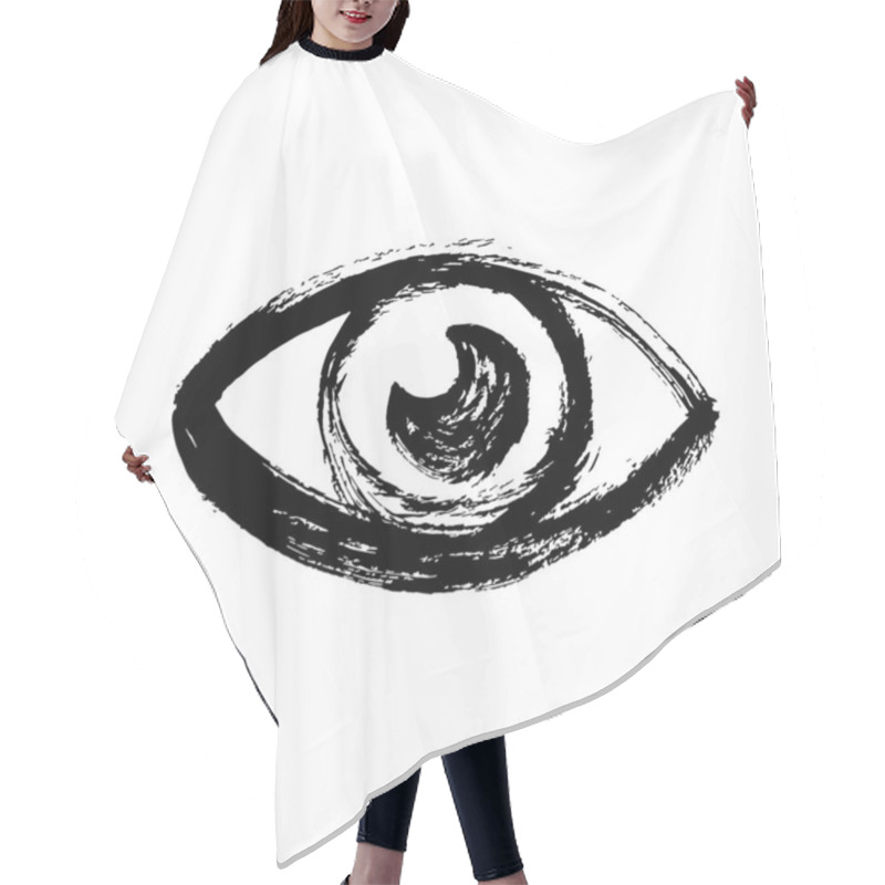 Personality  Eye Signs Of Black Ink Freehand. 10 Different Options. Vector Illustration Hair Cutting Cape