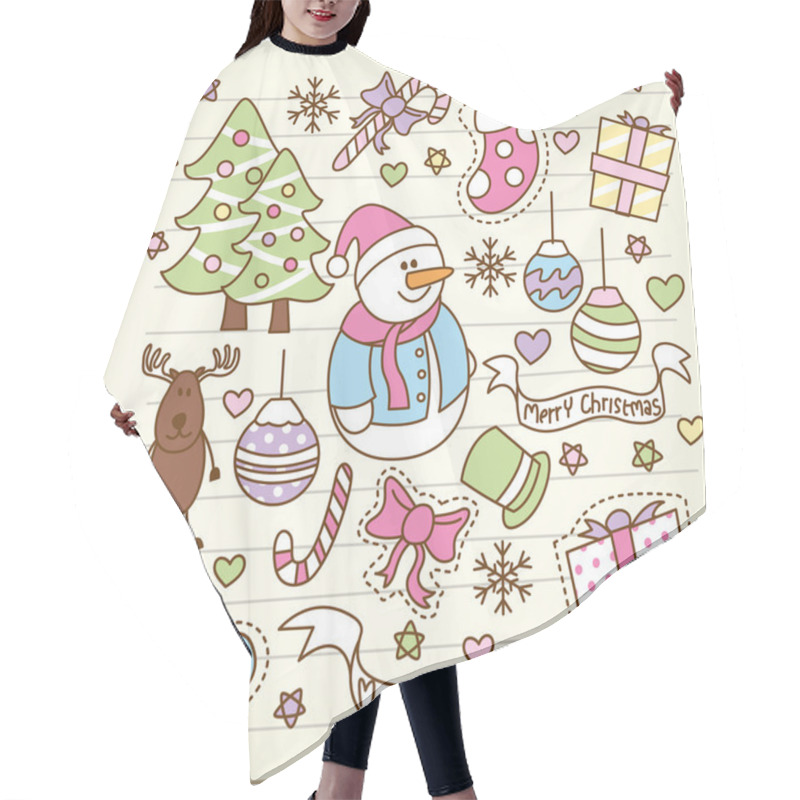 Personality  Christmas Doodle Hair Cutting Cape