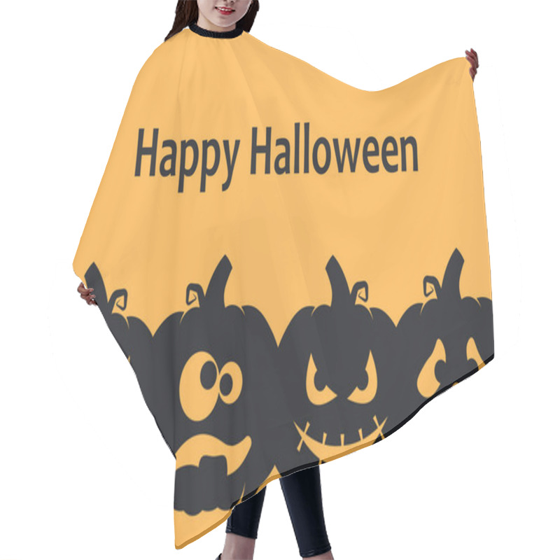 Personality  Happy Halloween Background Design With Crazy, Spooky And Funny Pumpkins. Vector Illustration Hair Cutting Cape